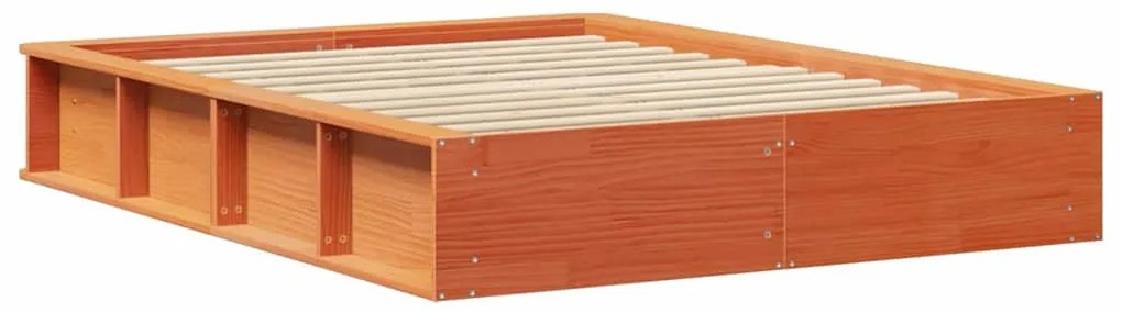 Estrutura da Cama Castanho-mel 140 x 190 cm Madeira maciça