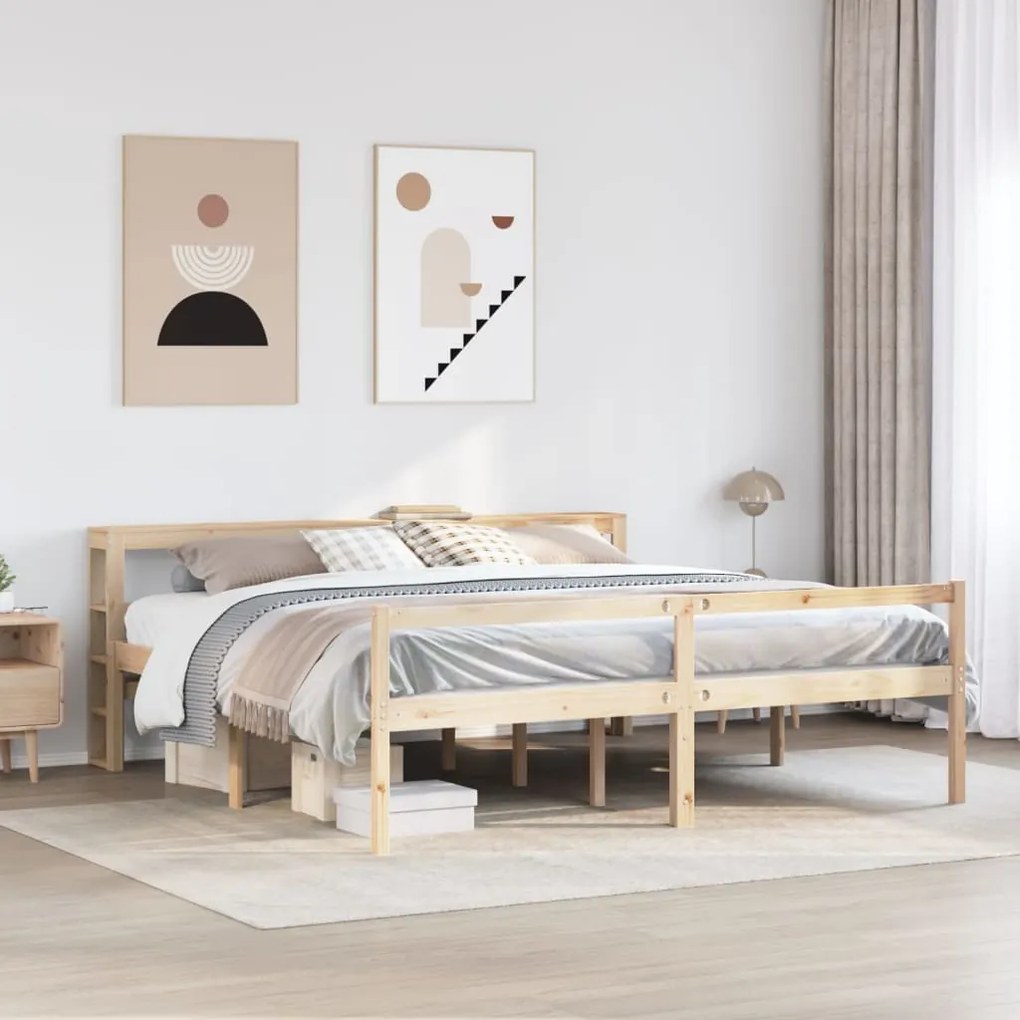 vidaXL Cama para idosos com cabeceira 200x200 cm pinho maciço