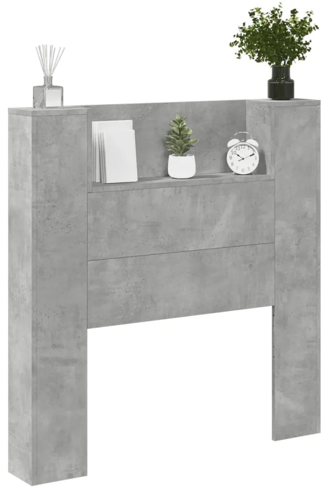 Armário cabeceira c/ luzes LED 100x16,5x103,5 cm cinza cimento