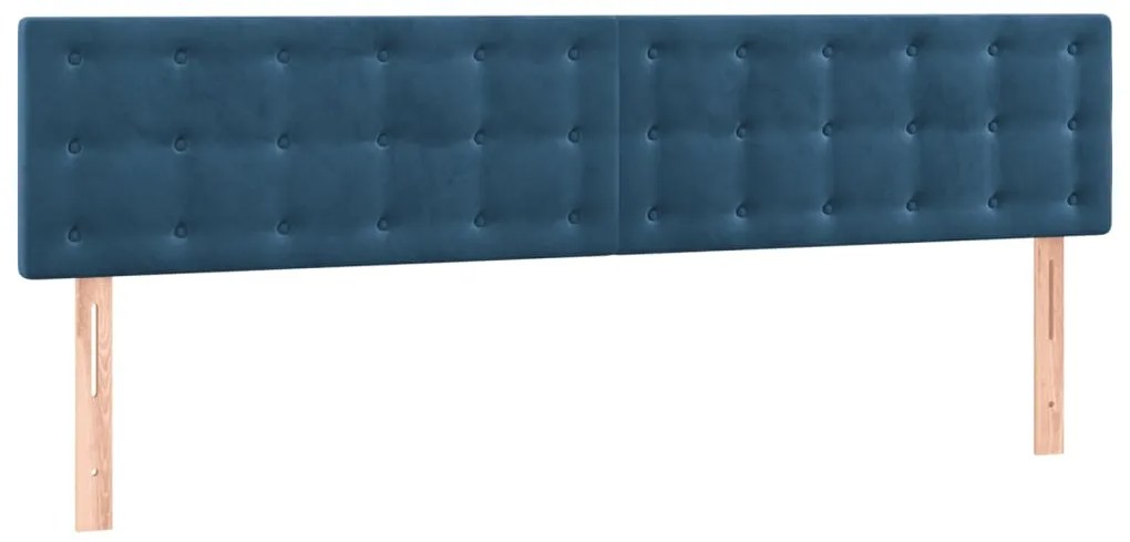 Cabeceira de cama c/ luzes LED veludo 200x5x78/88cm azul-escuro