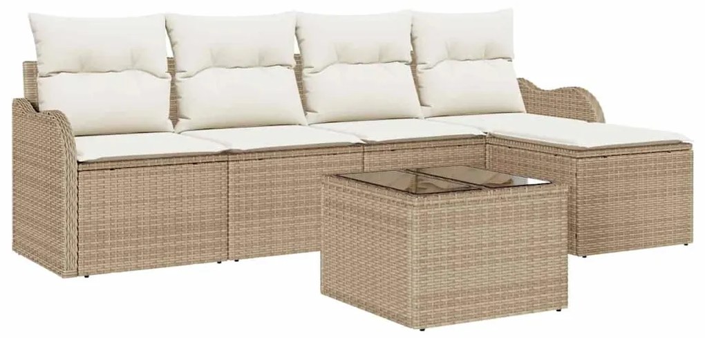 Conjunto de Sofá de Jardim vidaXL com Almofadas em Vime Poliéster Marr