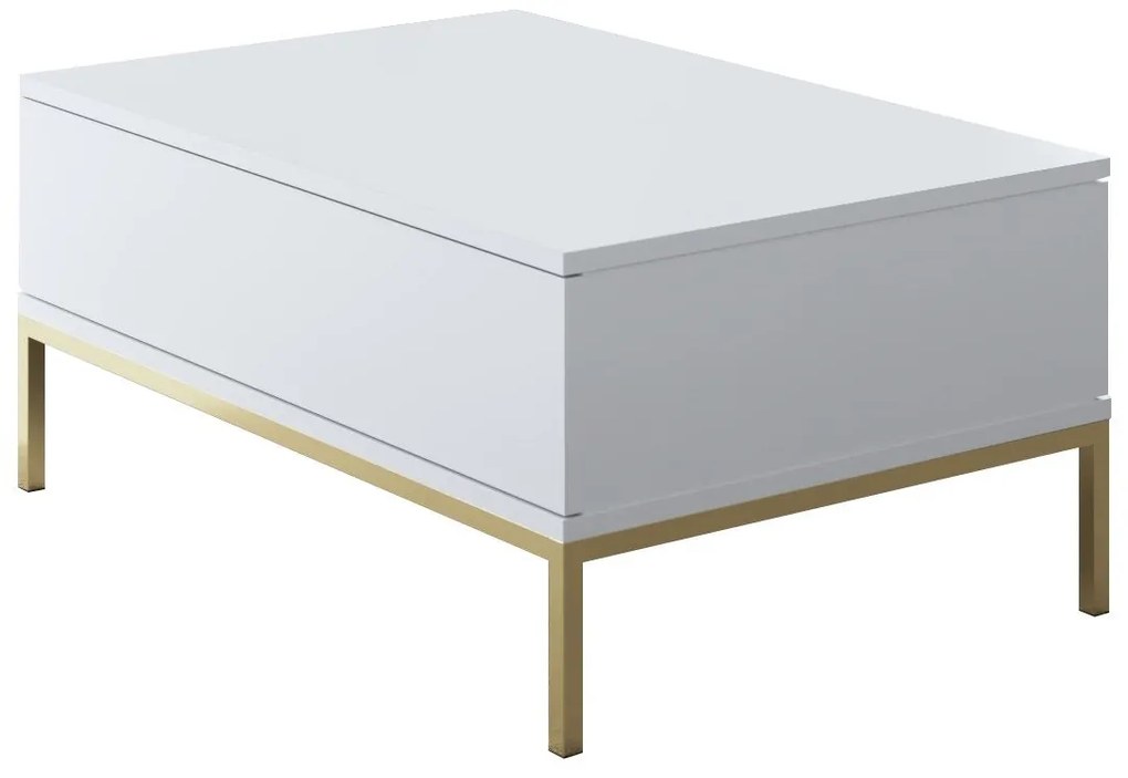 Mesa de Centro Lord – Branco e Dourado – 90x40x60 cm