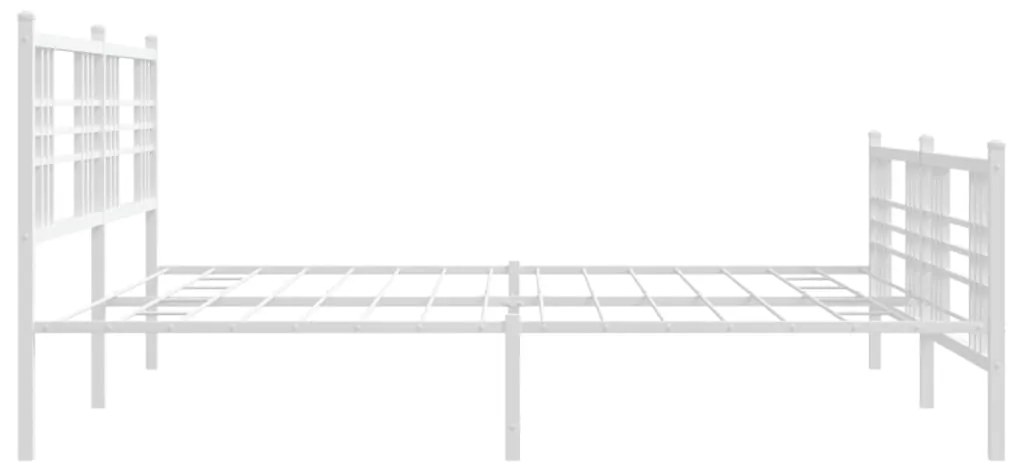 Estrutura de cama com cabeceira e pés 200x200 cm metal branco