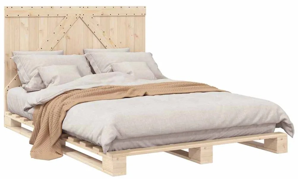 Estrutura de cama com cabeceira 140x200 cm pinho maciço