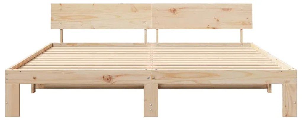 Estrado de Cama com Cabeceira 180x200 cm Madeira de Pinho Maciço