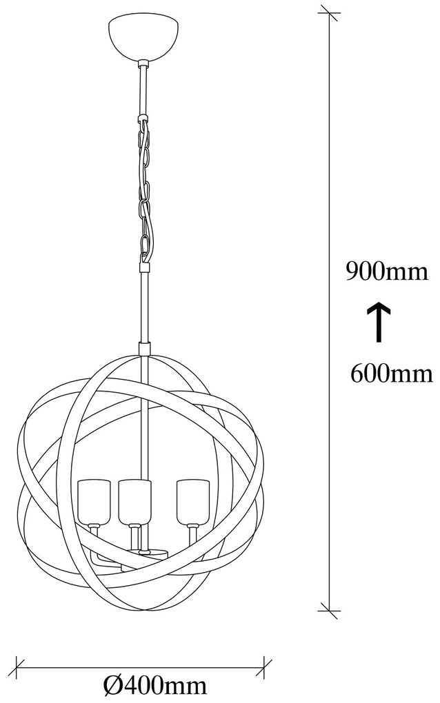 Chandelier Gezegen – Ouro e Preto – 40 cm x 90 cm