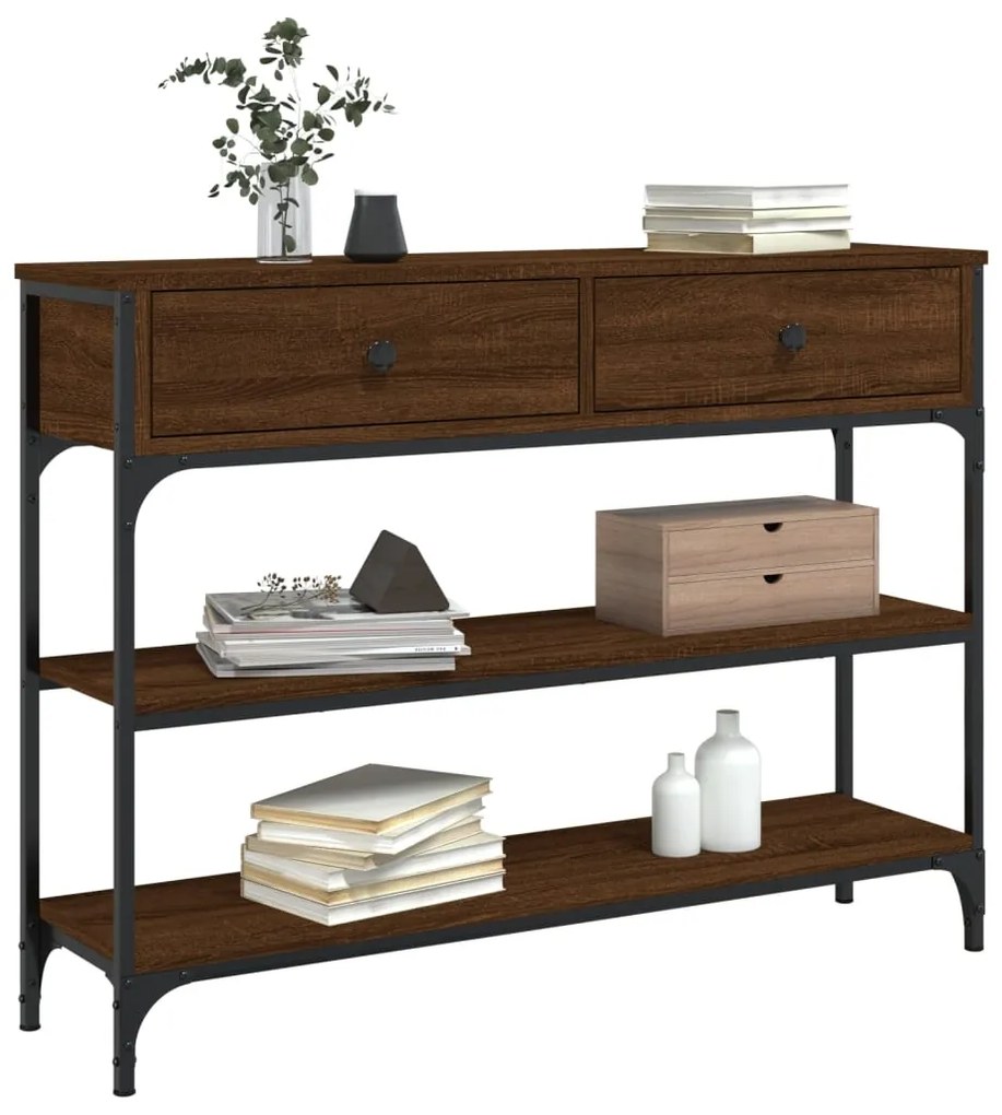 Mesa consola 100x25x75 cm derivados madeira carvalho castanho