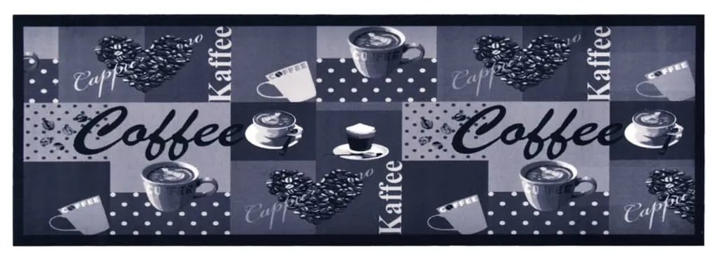 Tapete de cozinha lavável com design café 60x300 cm azul