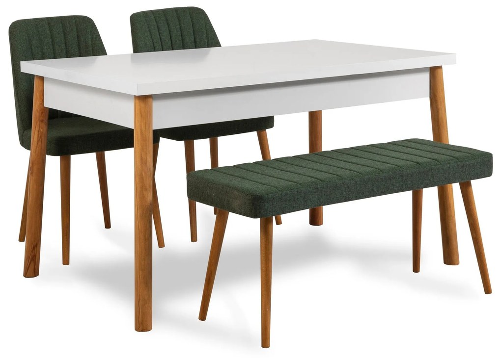 Conjunto de Mesa e Cadeiras Costa – Pinheiro Atlântico Branco Verde –