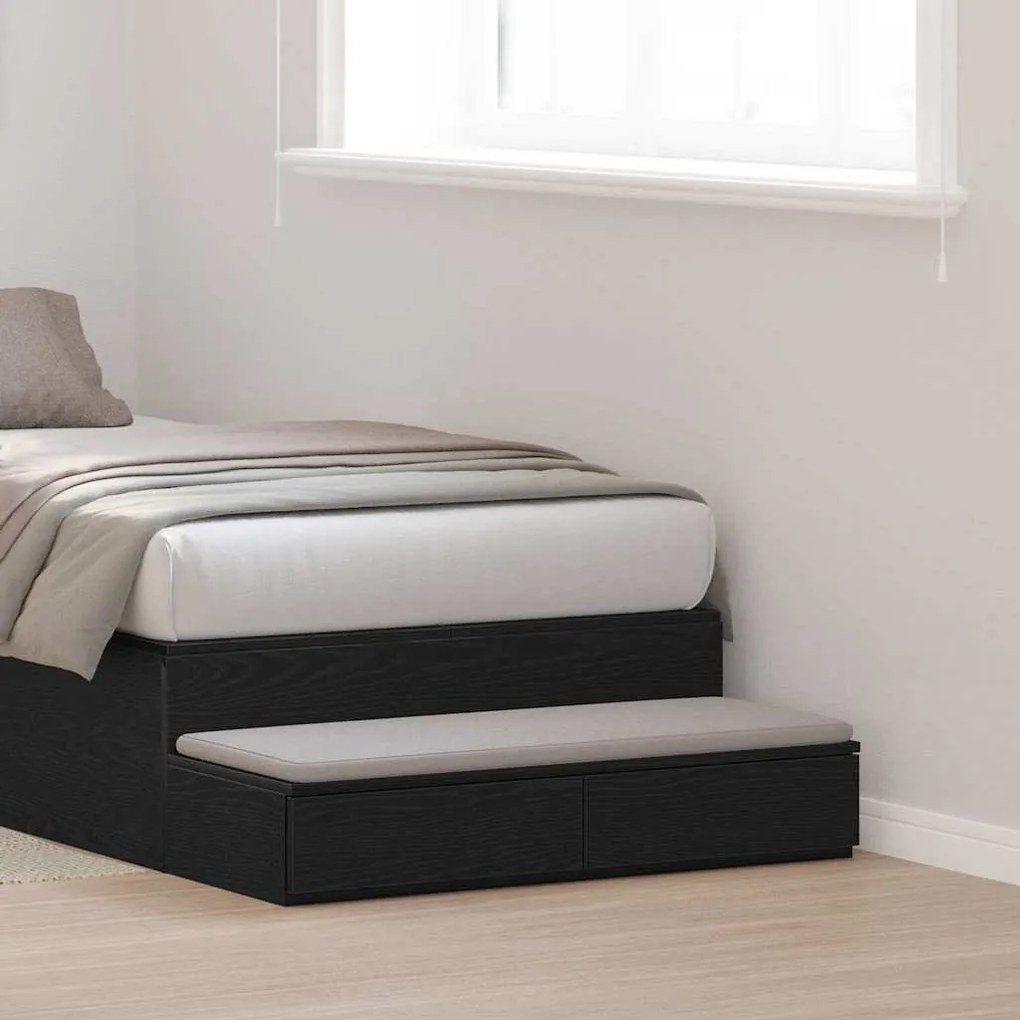 Camas com Gavetas vidaXL Pretas 100x36,5x16,5 cm de Madeira Reconstitu