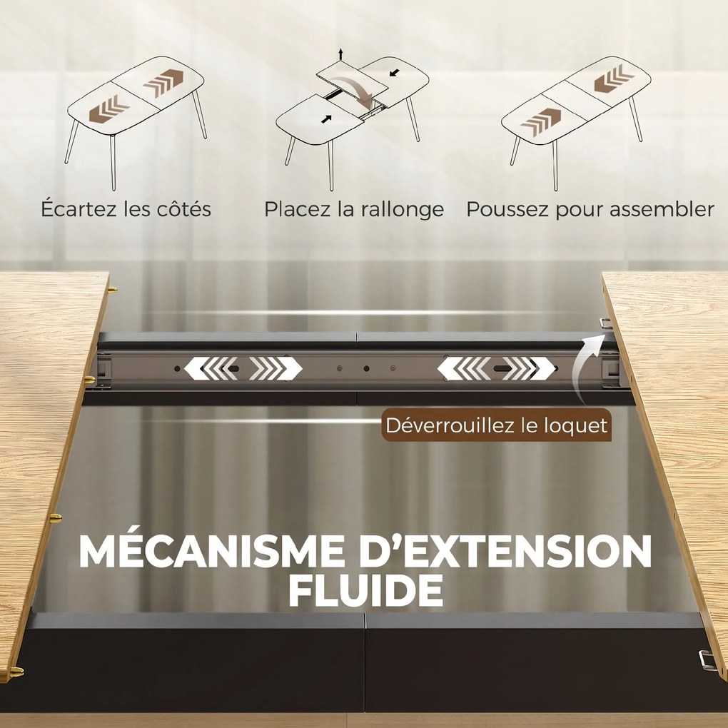 Mesa de Jantar Extensível, 160-200 x 80 x 76 cm, Para 6 a 8 Pessoas (CADEIRAS NÃO INCLUIDAS), Castanho