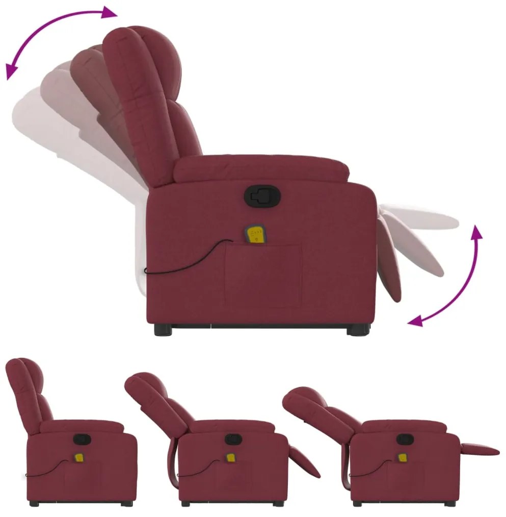 Poltrona de massagens reclin. elevatória tecido vermelho tinto