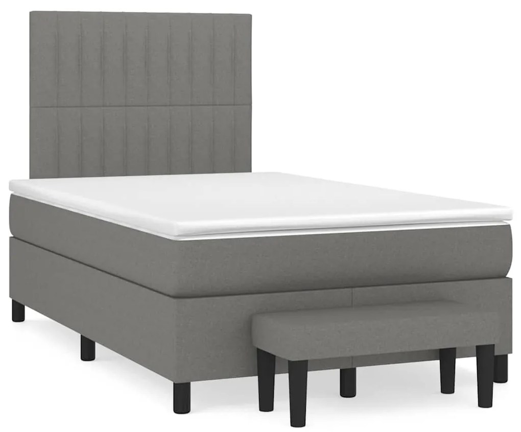Cama boxspring com colchão 120x190 cm tecido cinzento-escuro
