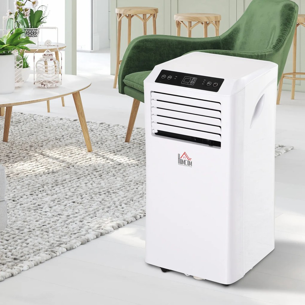 HOMCOM Ar Condicionado Portátil 9000BTU 3 em 1 Refrigerador Ventoinha e Desumidificador com Temporizador Controlo Remoto Potência 1003W Silencioso 35,4x33,8x69,8cm Branco