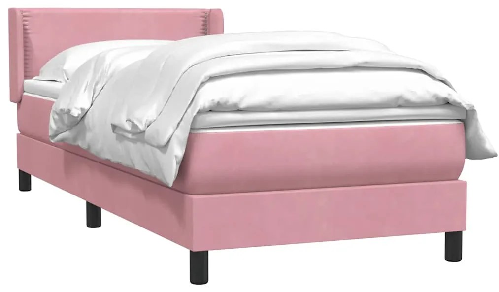 Cama com molas/colchão 80x220 cm veludo rosa