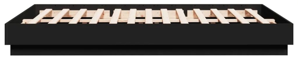 Estrutura de cama com luzes LED 160x200 cm preto