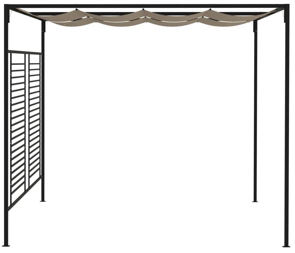 Gazebo c/ telhado retrátil 3x4x2,3 m 180 g/m² cinza-acastanhado