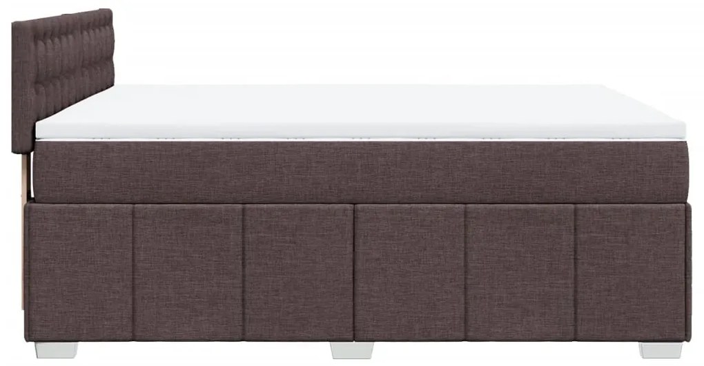 Cama com molas/colchão 160x200 cm tecido castanho-escuro