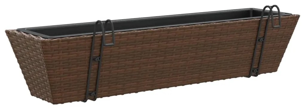 Canteiros com ganchos 2 pcs vime PE castanho