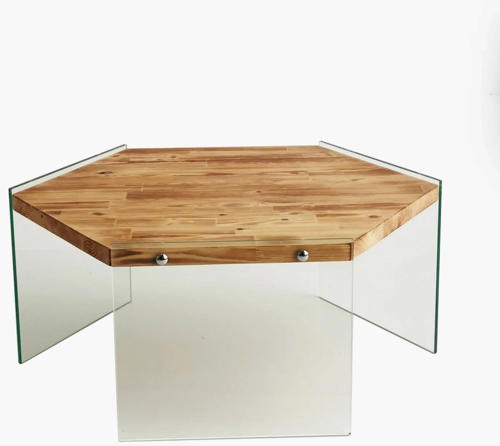 Mesa de Café Hexagon – Cor Carvalho – 80x35x70 cm