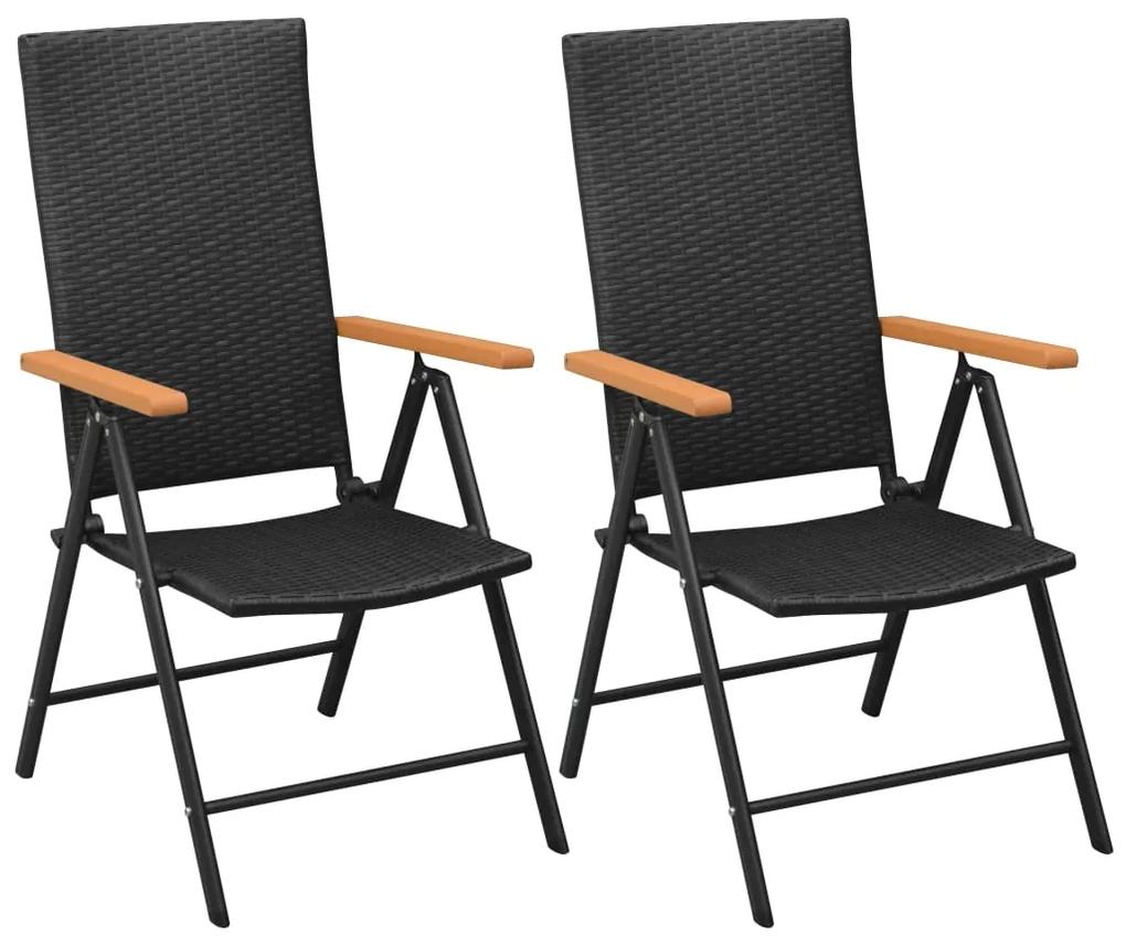 Cadeiras de jardim empilháveis 2 pcs vime PE preto