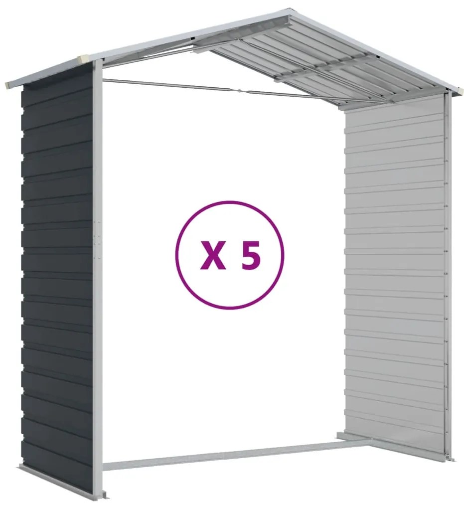 Abrigo de jardim 191x470x198 cm aço galvanizado antracite