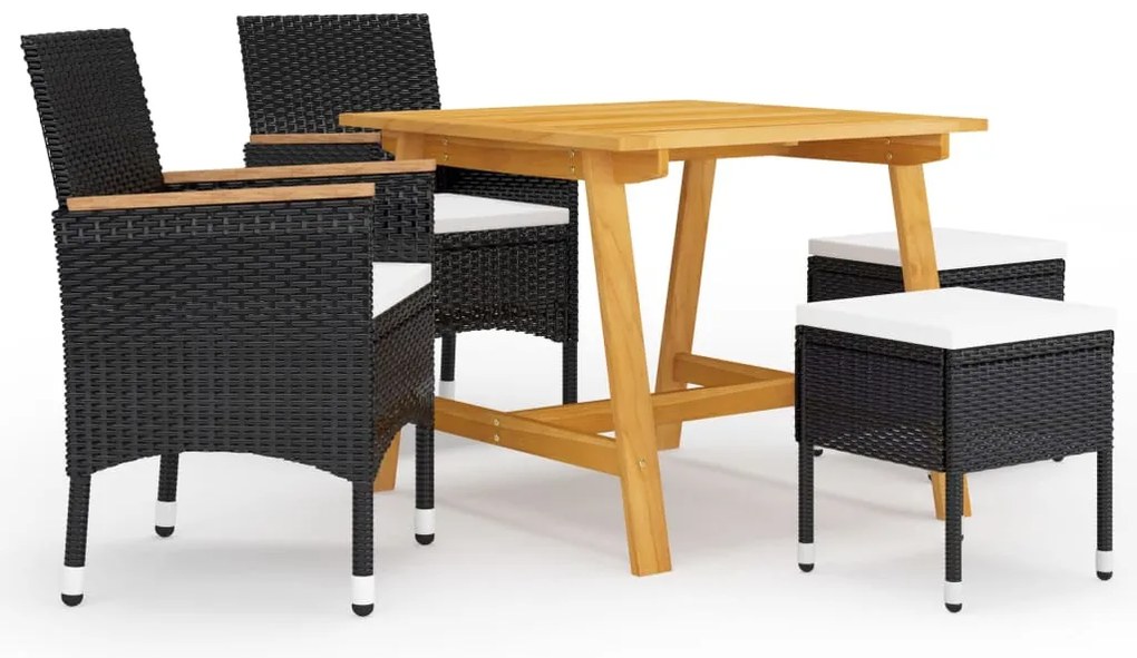 5 pcs conjunto de jantar para jardim preto