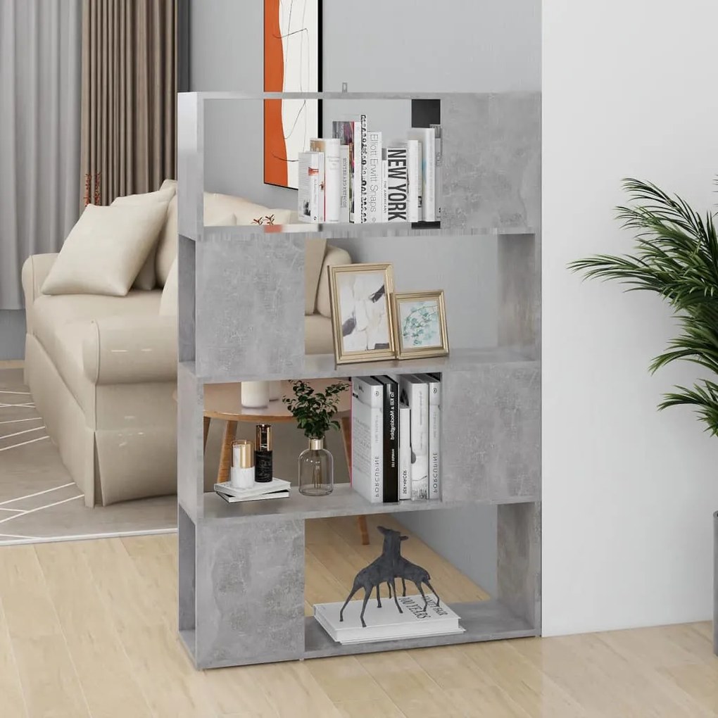 vidaXL Estante/divisória 80x24x124,5 cm contraplacado cinzento cimento