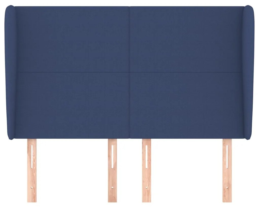 Cabeceira de cama c/ abas tecido 147x23x118/128 cm azul
