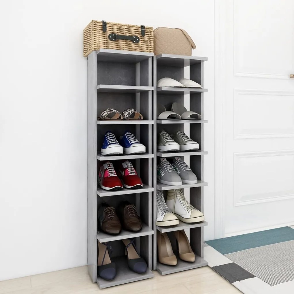 Armários para sapatos 2 pcs 27,5x27x102 cm cinzento-cimento