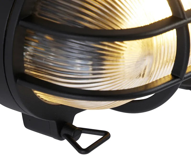 Luminária de parede e teto industrial oval preta IP44 - Noutica