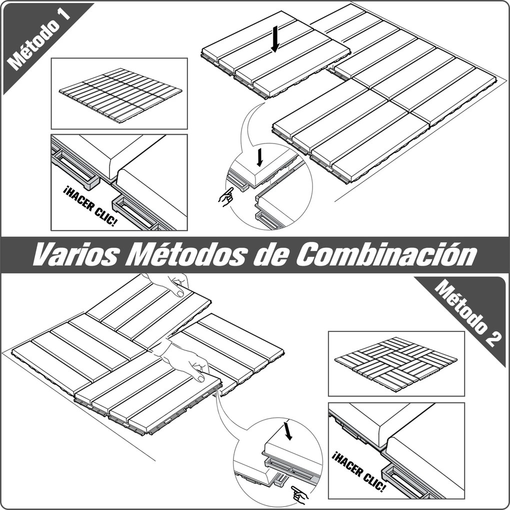 Conjunto de 9 Estrados 30x30 cm com Área de 0,81 m² para Exterior e Interior Estrados com Sistema Clique com Superfície Antiderrapante para Balcão Ter