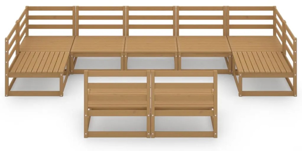 9 pcs conjunto lounge de jardim pinho maciço