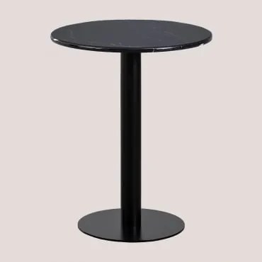 Mesa De Bar Redonda Ø60 Cm Em Mármore Rocher Mármore Preto & Preto - Sklum