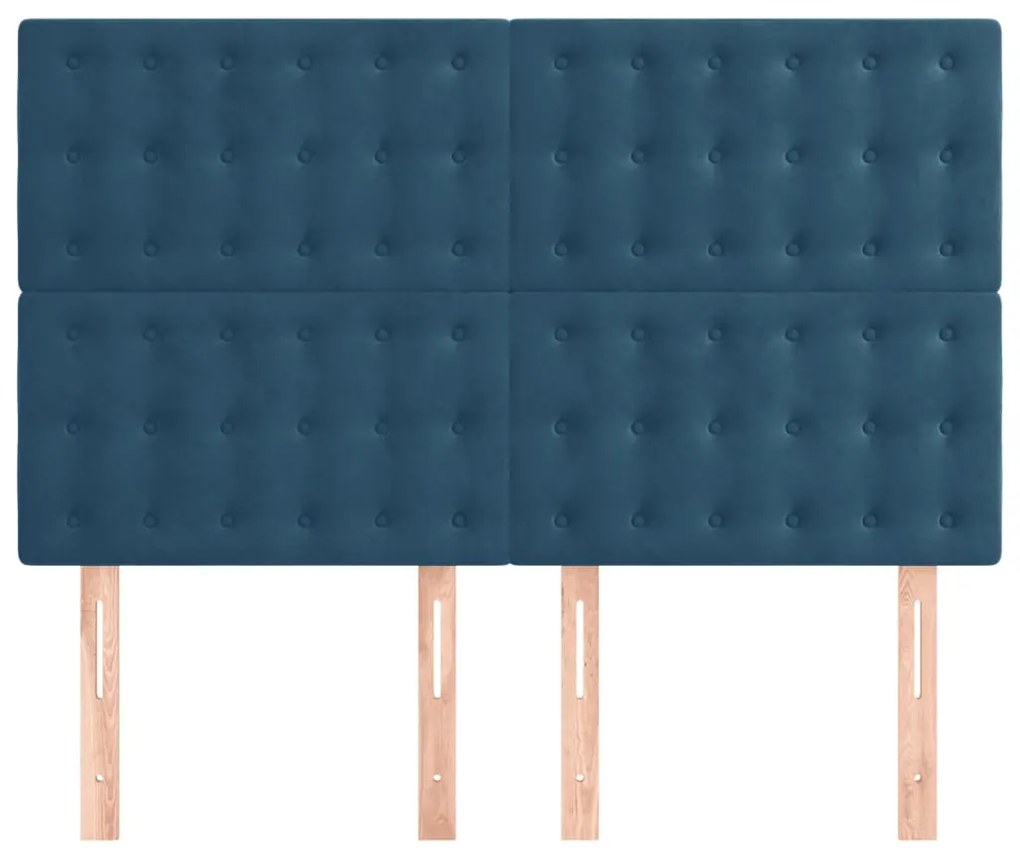 Cabeceira de cama 4 pcs veludo 72x5x78/88 cm azul-escuro