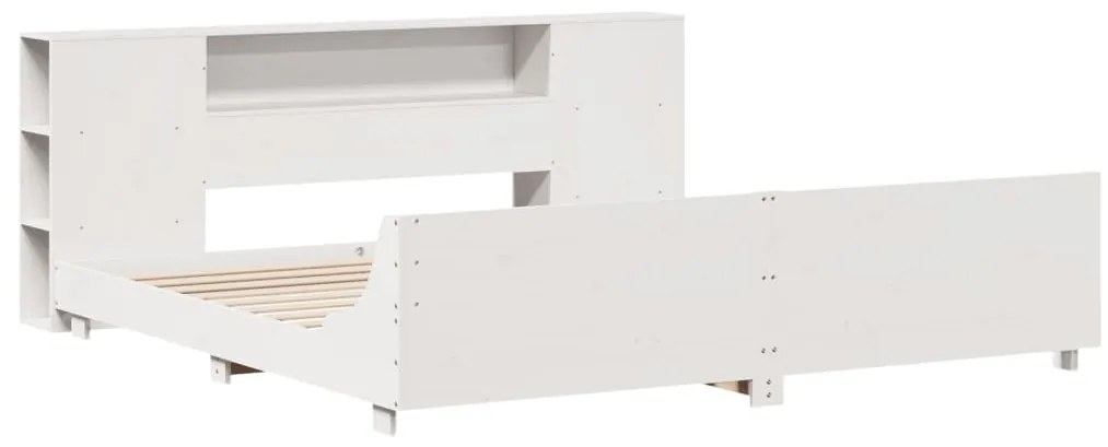 Cama sem colchão 200x200 cm madeira de pinho maciça branco