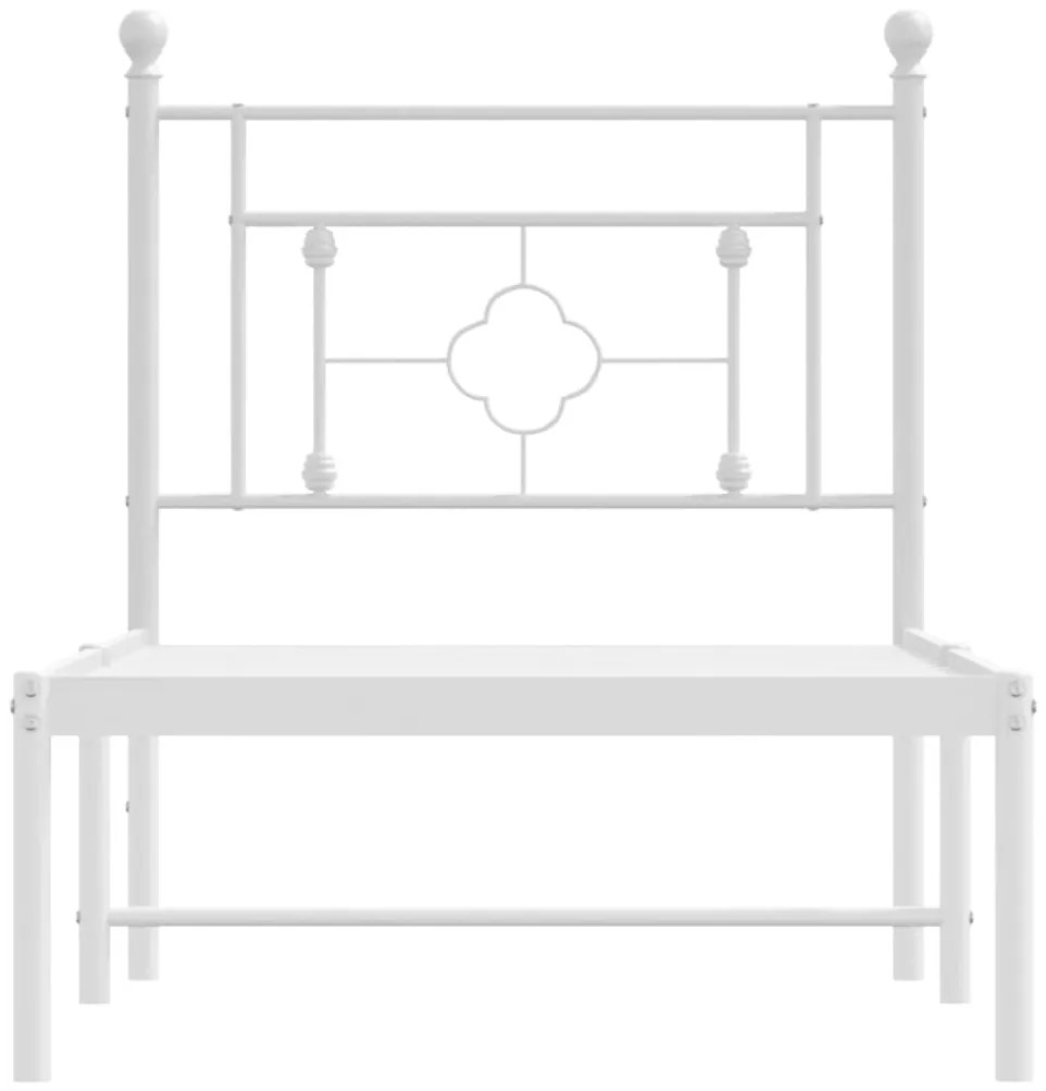 Estrutura de cama com cabeceira 75x190 cm metal branco