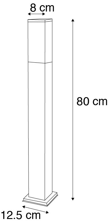 Candeeiro de poste exterior moderno cinzento escuro com opalino 80 cm IP44 - Malios Design,Moderno