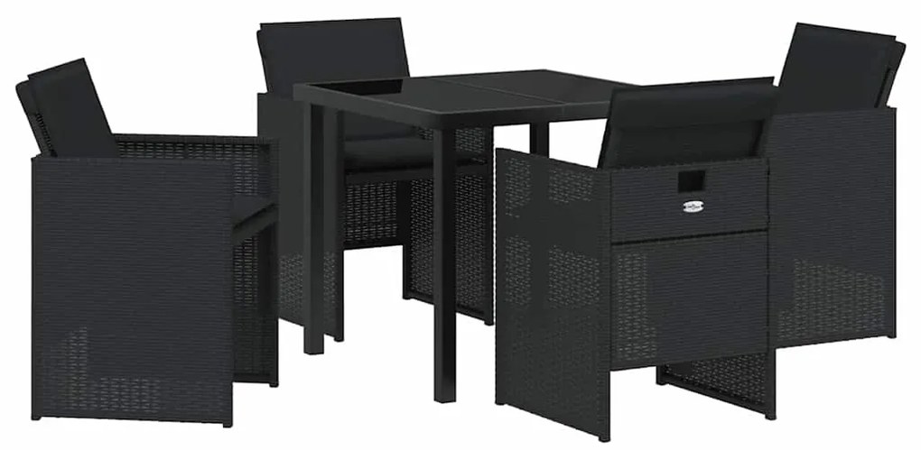 Conjunto de Jantar de Jardim 5 Peças com Almofadas em Rattan Rígido Pr