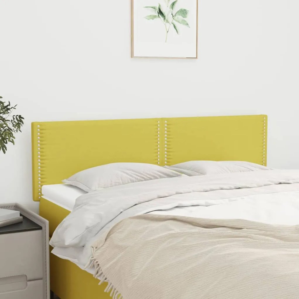 vidaXL Cabeceira de cama 2 pcs tecido 72x5x78/88 cm verde