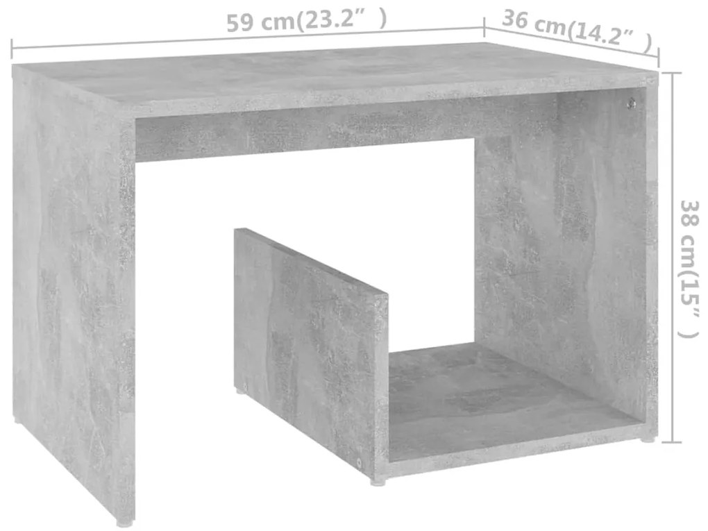 Mesa de apoio 59x36x38 cm derivados de madeira cinzento cimento