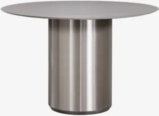 Mesa De Jantar Redonda Ø120 Cm Luceida Aço Inoxidável Escovado & Aço Inoxidável Escovado - Sklum