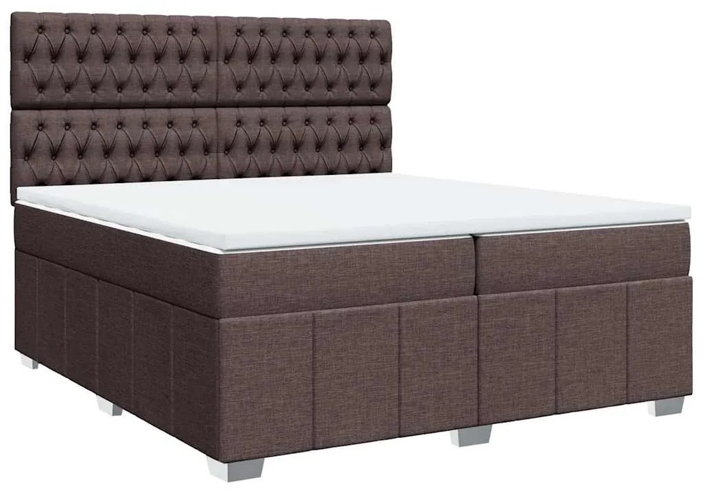 Cama com molas/colchão 200x200 cm tecido castanho-escuro