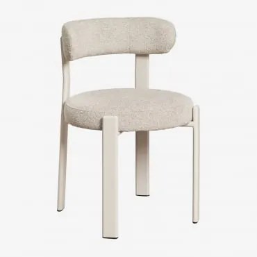 Cadeira De Jantar Estofada E De Ferro Jolie Gardénia Branco & Bouclé Creme Bege - Sklum