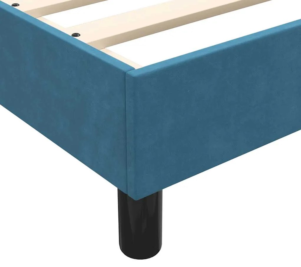 Estrutura de cama sem colchão 80x210 cm veludo azul-escuro