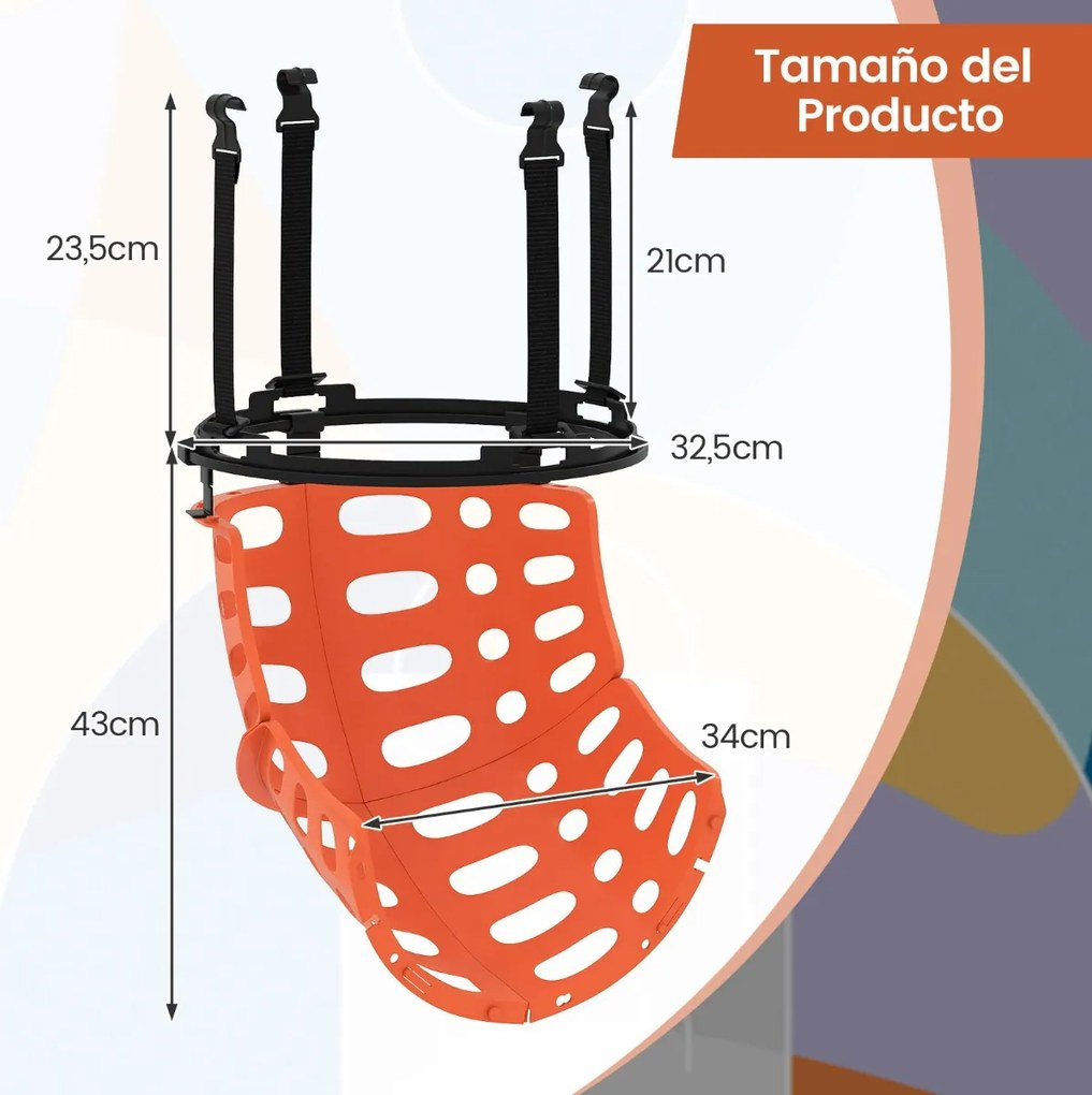 Acessório de retorno de basquetebol 360° giratório de cesto de basquetebol com 4 ganchos Sistema de retorno de bolas laranja