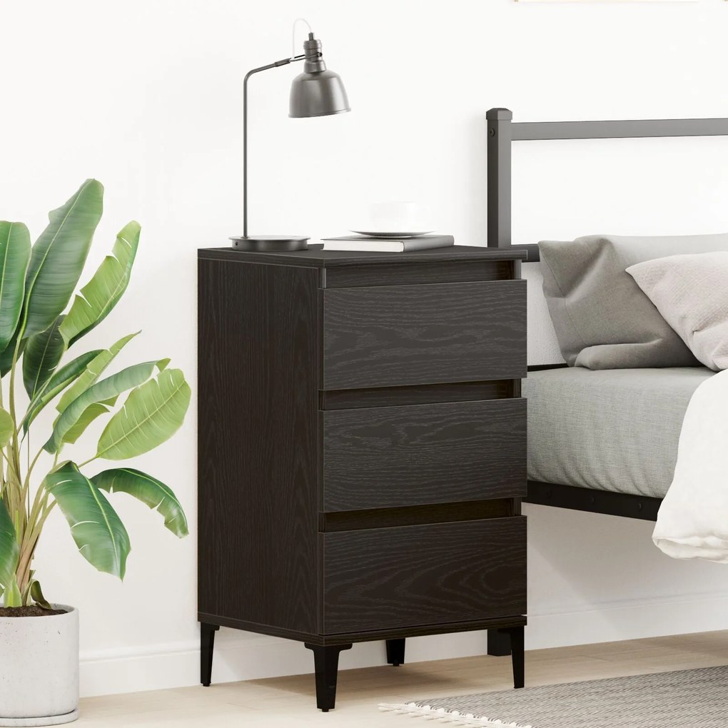Cabeceira de noite vidaXL Preto Carvalho 40x35x70 cm Madeira do engend
