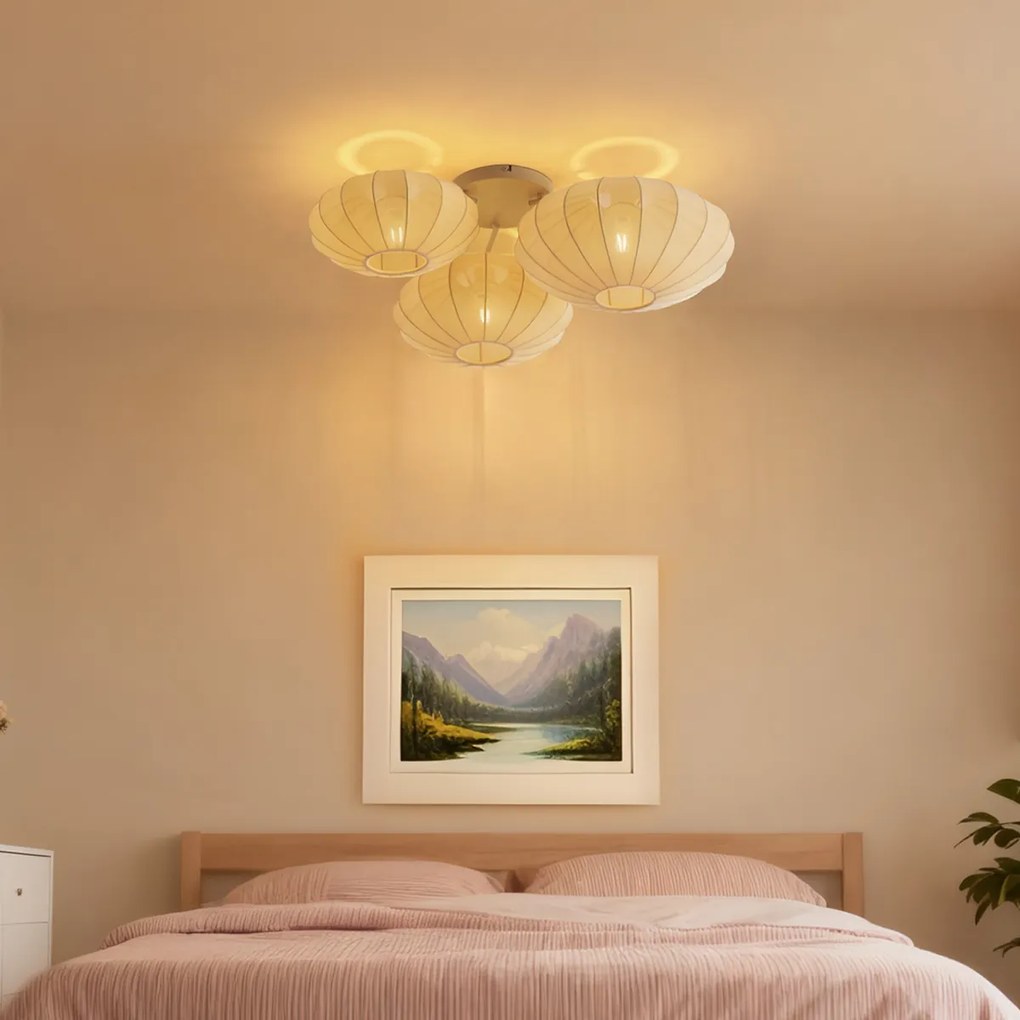 Plafon de teto Japandi bege 3 luzes - Multi Bida