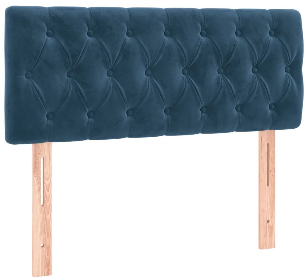 Cama boxspring com colchão 120x190 cm veludo azul-escuro