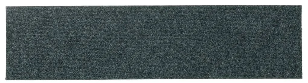 Tapetes de escada autoadesivos 15 peças 76x20 cm verde retangular